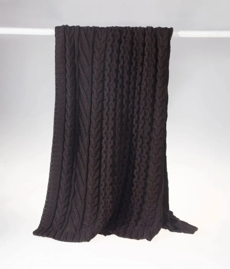 MM Linen - Cable Throw - Coffee